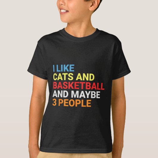 Retro I Like Cats And Basketball Lover Funny Cat T-Shirt (Vorderseite)
