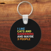 Retro I Like Cats And Gardening Lover Plant Funny  Schlüsselanhänger (Vorderseite)