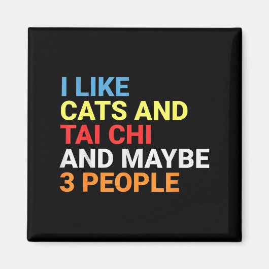 Retro I Like Cats And Tai Chi Lover Funny Martial Magnet (Vorne)