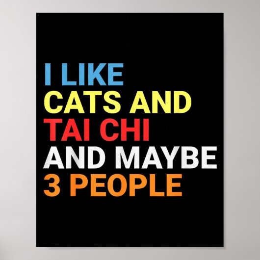 Retro I Like Cats And Tai Chi Lover Funny Martial  Poster (Vorne)