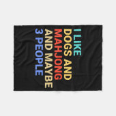 Retro I Like Dogs And Mahjong Lover Funny  Fleecedecke (Vorderseite (Horizontal))
