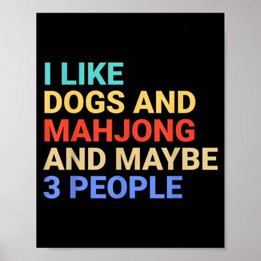 Retro I Like Dogs And Mahjong Lover Funny  Poster (Vorne)