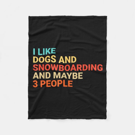 Retro I Like Dogs And Snowboarding Lover Funny Sno Fleecedecke (Vorderseite)