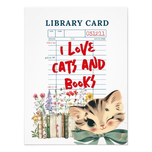 Retro I Love Cats and Books Fotodruck (Vorne)