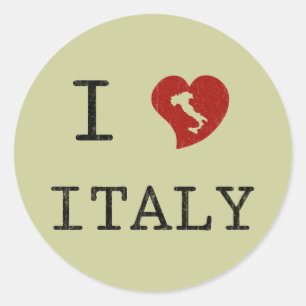 Retro I Love Italy Runder Aufkleber