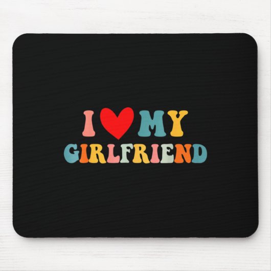 Retro I Love My Girlfriend I Heart My Girlfriend V Mousepad (Vorne)