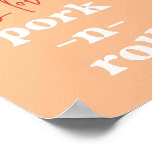 Retro I Love Pork-N-Roll Wedding Sign Poster (Ecke)