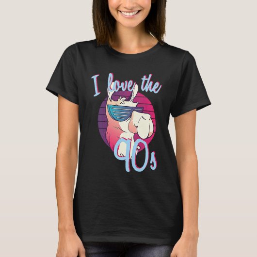 Retro I Love The 90s 90s Llama theme party outfit T-Shirt (Vorderseite)