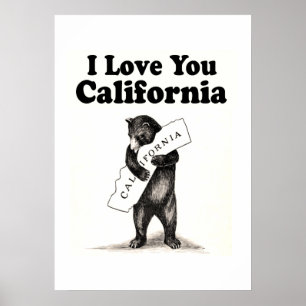 Retro I Love You California Poster