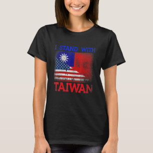 Retro I Stand mit Taiwan Halbe amerikanische Flagg T-Shirt
