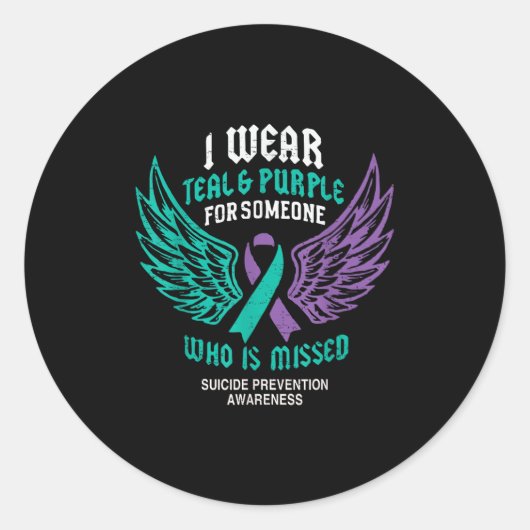 Retro I Wear Teal & Purple For Someone Who Is Runder Aufkleber (Vorderseite)