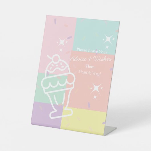 Retro Ice Cream Advice & Wishings Sockelschild (Vorderseite)