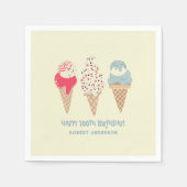Retro Ice Cream Cone 100th Birthday Custom Serviette (Vorderseite)