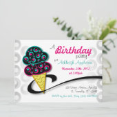 Retro Ice Cream Cone Geburtstagseinladungen Einladung (Stehend Vorderseite)