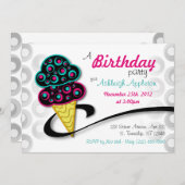 Retro Ice Cream Cone Geburtstagseinladungen Einladung (Vorne/Hinten)