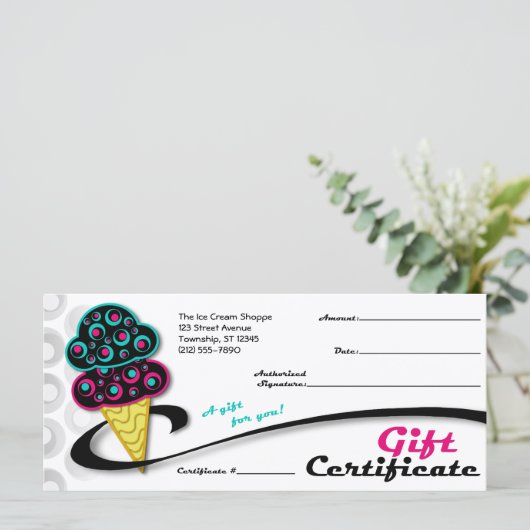 Retro Ice Cream Cone - Geschenkgutscheine (Stehend Vorderseite)