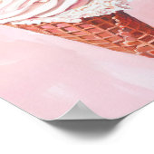 Retro Ice Cream Cone Pink Painting Poster, Poster (Ecke)
