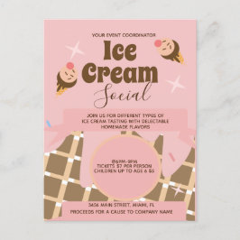 Retro Ice Cream Cone Soziale Flyer Einladung Rosa Postkarte