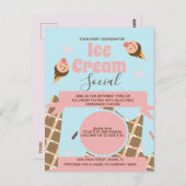Retro Ice Cream Cone Soziale Flyer Einladung Rosa Postkarte (Vorne/Hinten)