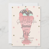 Retro Ice Cream Confetti Sundae Scoop Einladung (Vorderseite)