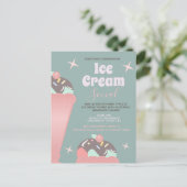 Retro Ice Cream Social Sundae Flyer Einladung Postkarte (Stehend Vorderseite)