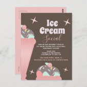 Retro Ice Cream Social Sundae Flyer Einladung Postkarte (Vorne/Hinten)