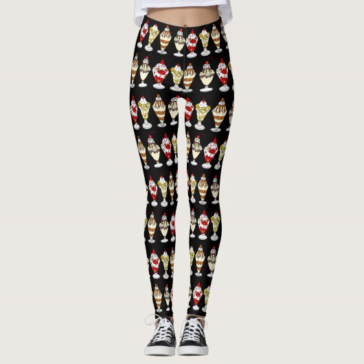 Retro Ice Cream Sundaes Leggings (Vorderseite)