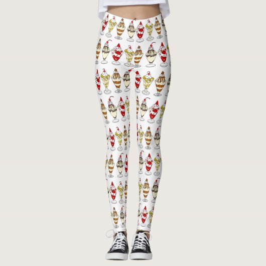 Retro Ice Cream Sundaes Leggings (Vorderseite)