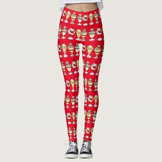 Retro Ice Cream Sundaes Leggings (Vorderseite)