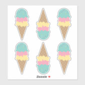 Retro Ice Creme Config Aquamarin Vanilla Rosa Aufkleber (Blatt)