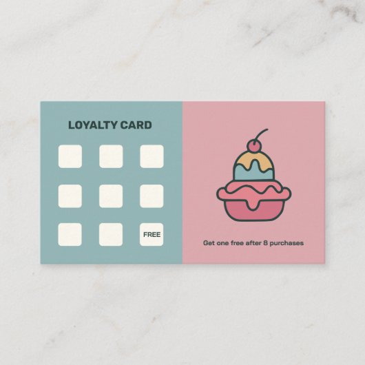 Retro Ice Creme Loyalty Card Visitenkarte (Vorderseite)