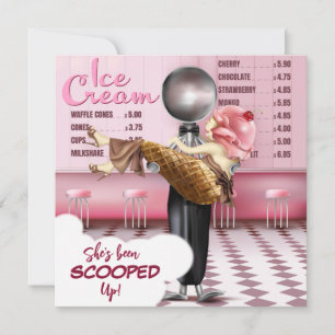 Retro Ice Creme Salon Scoopup Brautparty Einladung