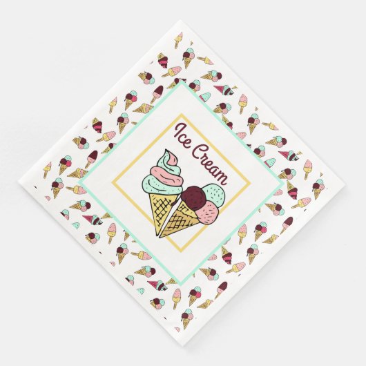Retro Ice Creme Social Serviette (Ecke)