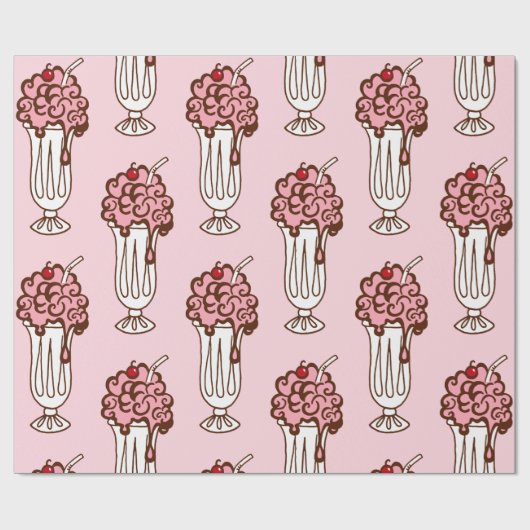 Retro Ice Creme Soda Wrapping Paper Geschenkpapier (Flach)