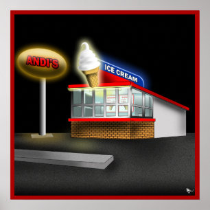 Retro Ice Creme Standplakat Poster