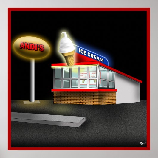 Retro Ice Creme Standplakat Poster (Vorne)