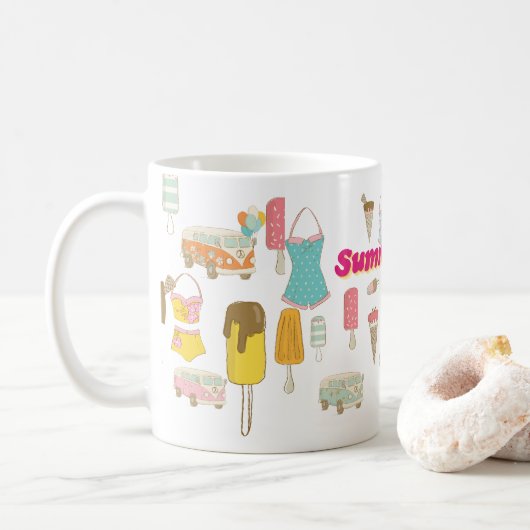 Retro Ice Creme Summer Party Kaffeetasse (Mit Donut)