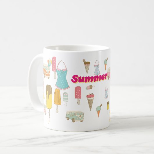Retro Ice Creme Summer Party Kaffeetasse (Vorderseite Links)