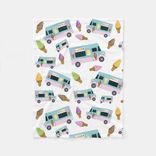 Retro Ice Creme Truck Muster Fleecedecke (Vorderseite)