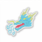 Retro Ice Dragon Aufkleber (Vorderseite)