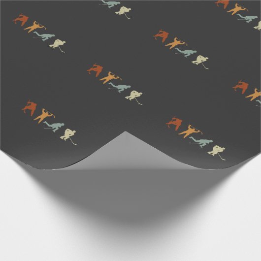 Retro Ice Hockey Player Center Verteidigung Hockey Geschenkpapier (Ecke)