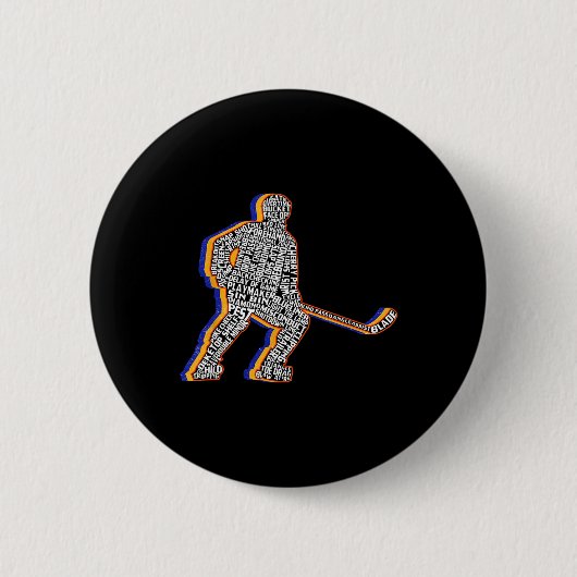 Retro Ice Hockey Player For Men Kids Boys Youth Te Button (Vorderseite)