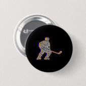 Retro Ice Hockey Player For Men Kids Boys Youth Te Button (Vorne & Hinten)