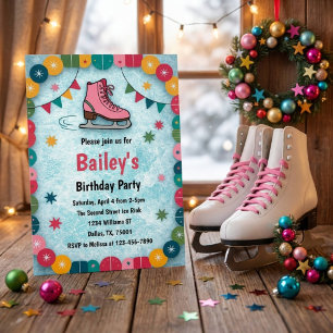 Retro Ice Skaten zum Geburtstag Einladung