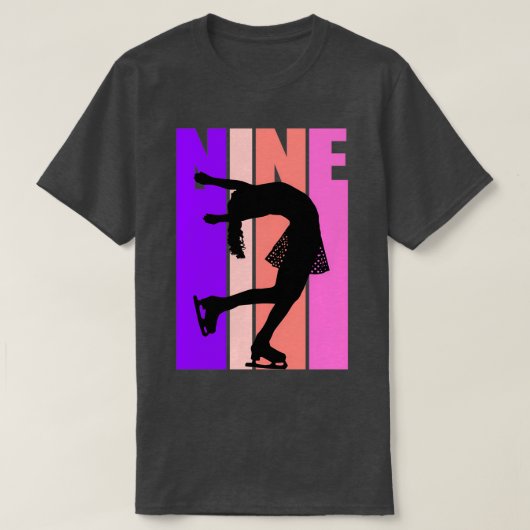 Retro Ice Skating Girls 9th Birthday Figure Skater T-Shirt (Design vorne)