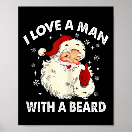 Retro Ich liebe einen Mann mit Bart Weihnachten Sa Poster (Vorne)
