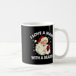 Retro Ich liebe einen Mann mit einem Bart Weihnach Kaffeetasse