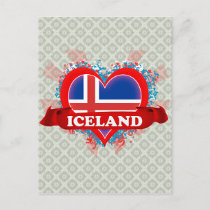 Retro Ich liebe Island Postkarte