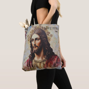 Retro Ich liebe Jesus Personalisierter Name Tasche