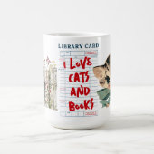 Retro Ich liebe Katzen und Bücher Kaffeetasse (Mittel)